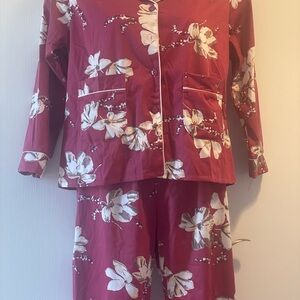 NWOT Floral Red Pajama Set
